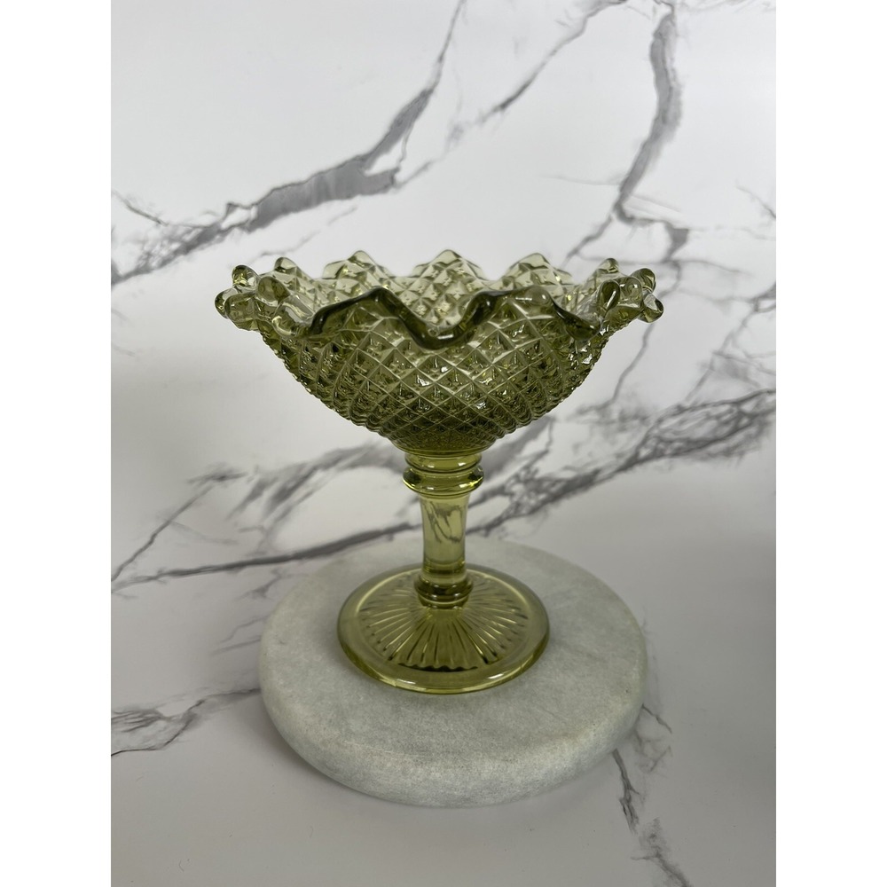 Westmoreland Green Compote Ruffled Diamond Candy Dish